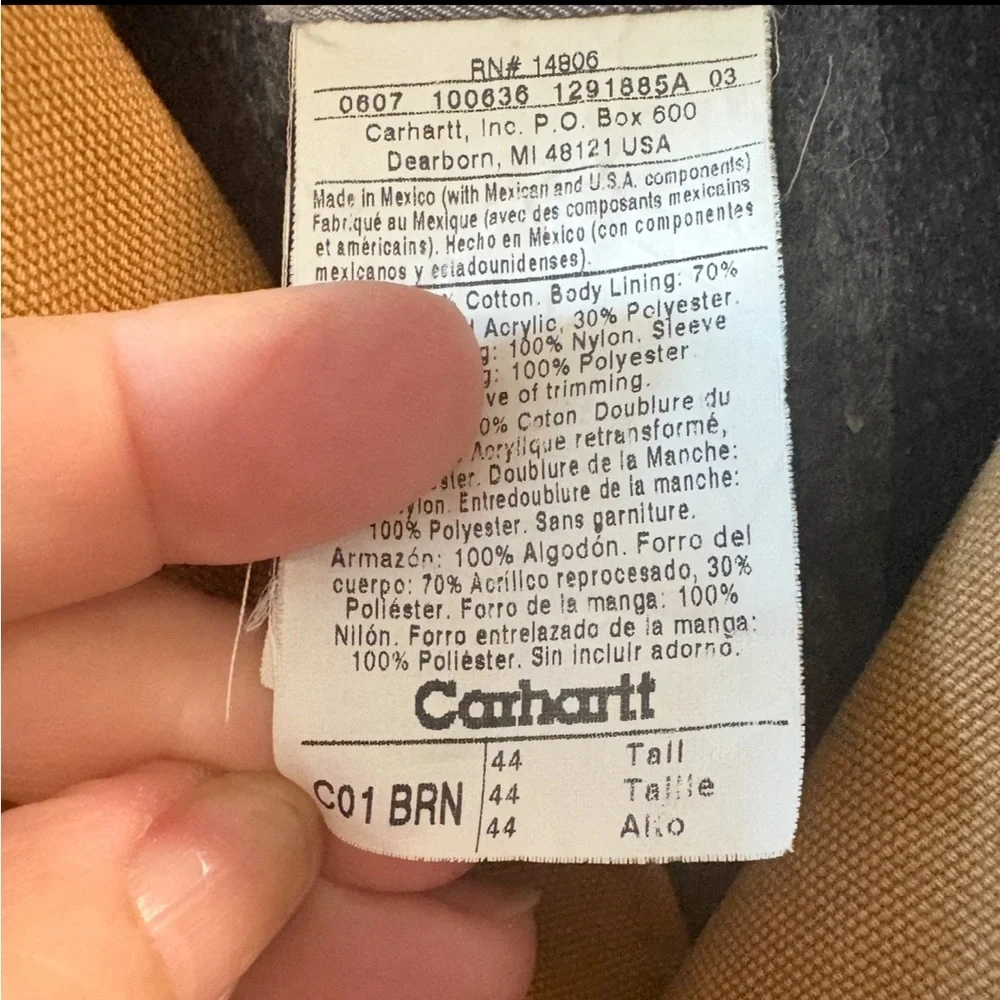Carhartt Sandstone Canvas Workwear  Lined Chore Jacket Size 44 T